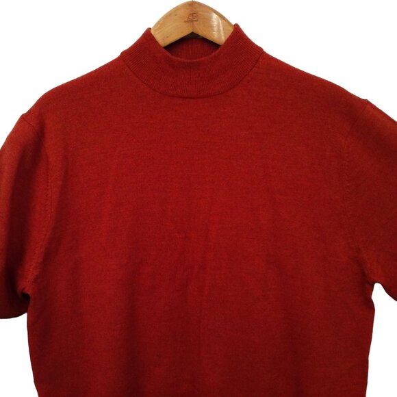 Vintage Y2K Turnbury Extra-Fine Merino Wool Sweater -L Mockneck Copper Mended - Picture 2 of 10